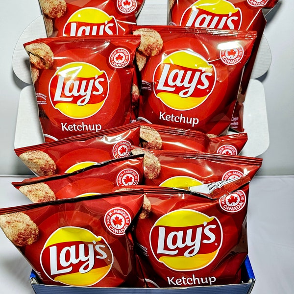 Boîte de croustilles Lays Ketchup - lot de 10, Croustilles canadiennes, Délicieuses croustilles Lays Ketchup