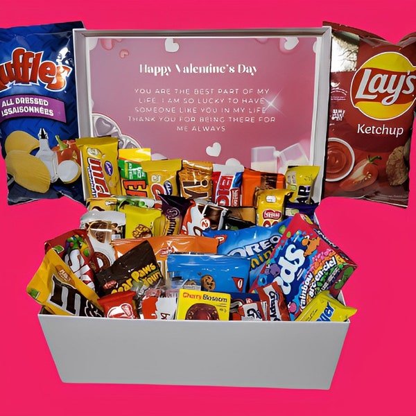 Sweet birthday gift. Ultimate Personalized Canadian Candy Box and Snack Box, Personalized Gift Box filled with Candy, Chocolates & Chips.