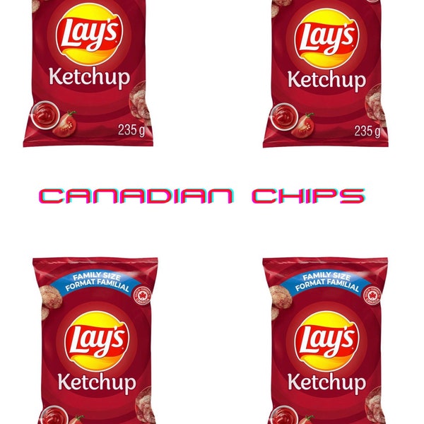 Lay’s Ketchup Chips de 4 paquets, collations canadiennes, croustilles canadiennes (LIVRAISON GRATUITE)