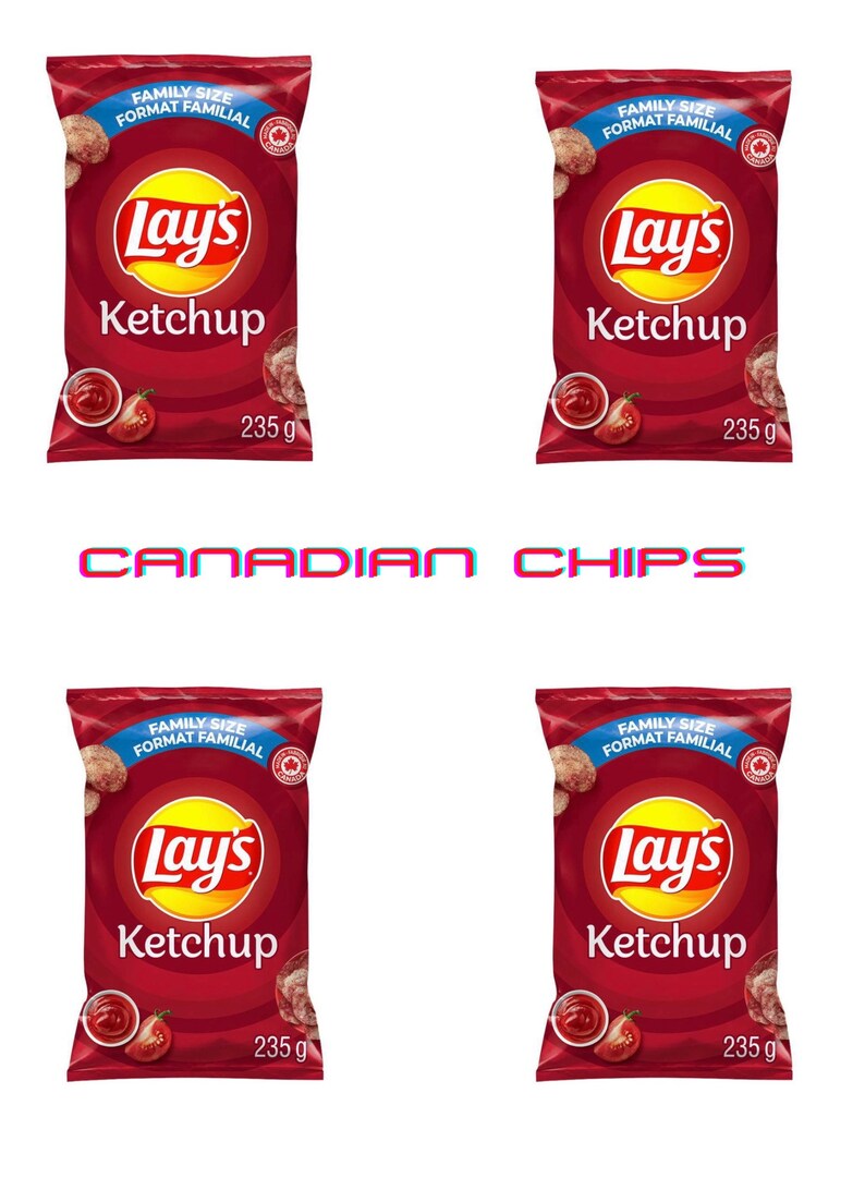 Lays Ketchup Chips of 4 Pack, Canadian Snacks, Canadian Chips FREE