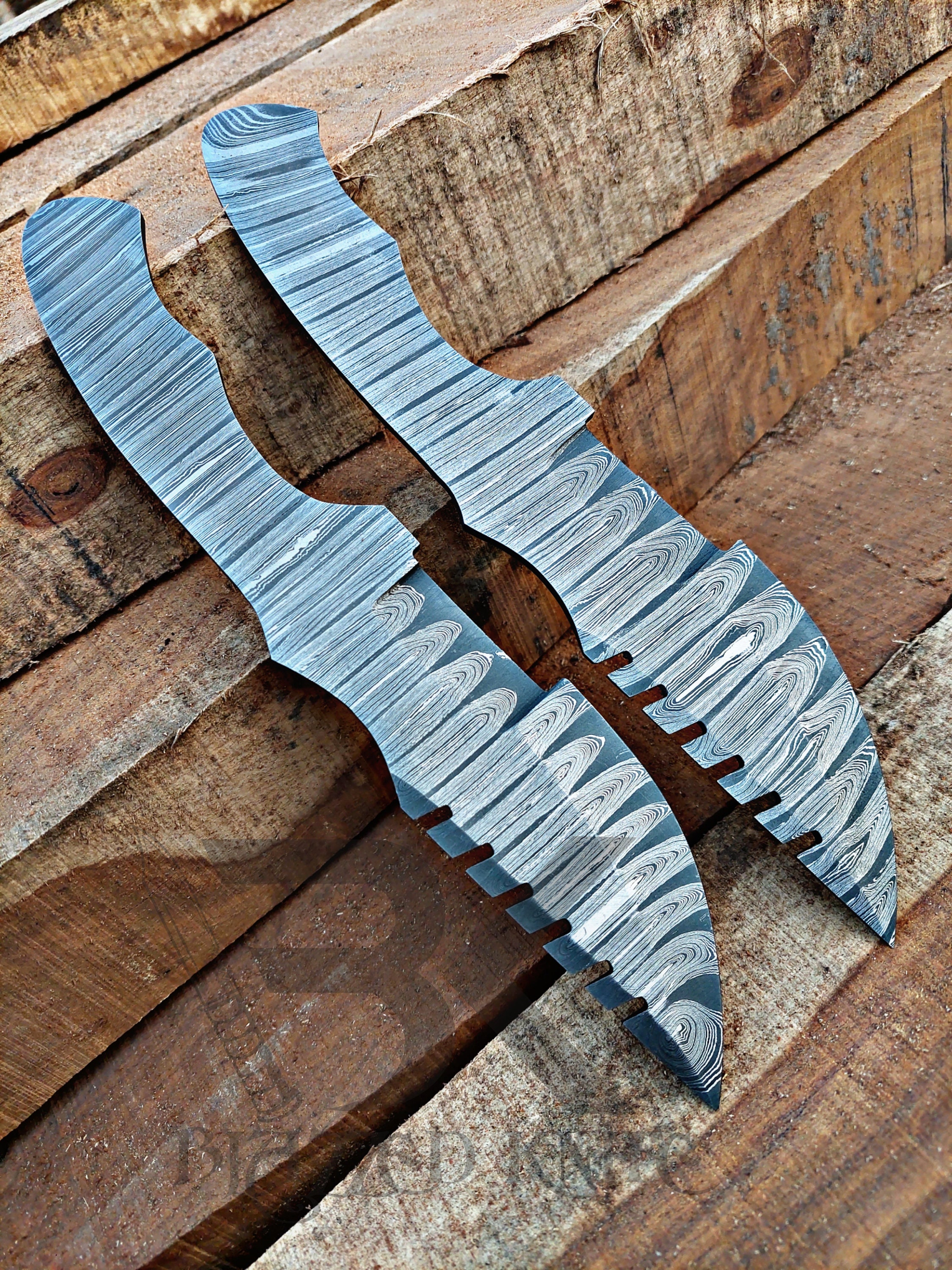 Lot of 3 Handmade Damascus Carbon Steel Sgian Dubh Blank Blades Knife  making