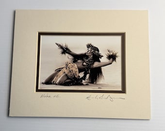 Randy Jay Braun Hand Colored Photo Signed Hawaiian Hula Dancer Matted Print