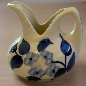ClinchField Artware Hand painted Cobalt Blue Floral Creamer Pitcher 2” Mini