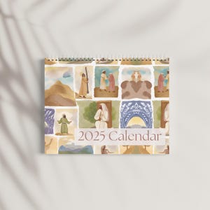Christlicher Wandkalender 2025, Aquarell christliche Kunst - Wandkalender, christlicher Kalender, Kalender 2025, religiöses Wanddekor,
