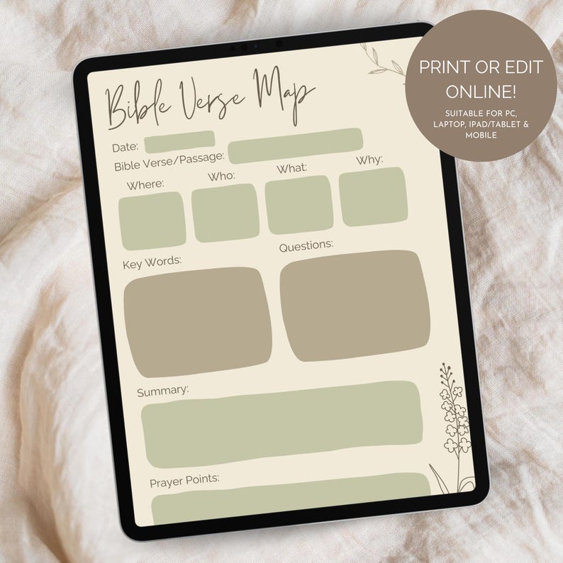 Bible Verse Mapping Template: Printable Scripture Study (digital ...