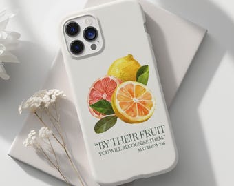 Christian Tough Phone Case: Bible Verse, Fruit Design