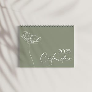 2025 Wall Calendar - Minimalist Floral Wall Calendar, Botanical Wall Calendar, Monthly Planner, Yearly Organizer, Minimalist Office Decor,