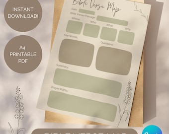 Bible Verse Mapping Template: Printable Scripture Study (Digital Download)