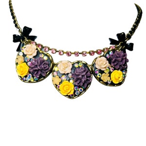 Collier coeur floral vintage rare Betsey Johnson