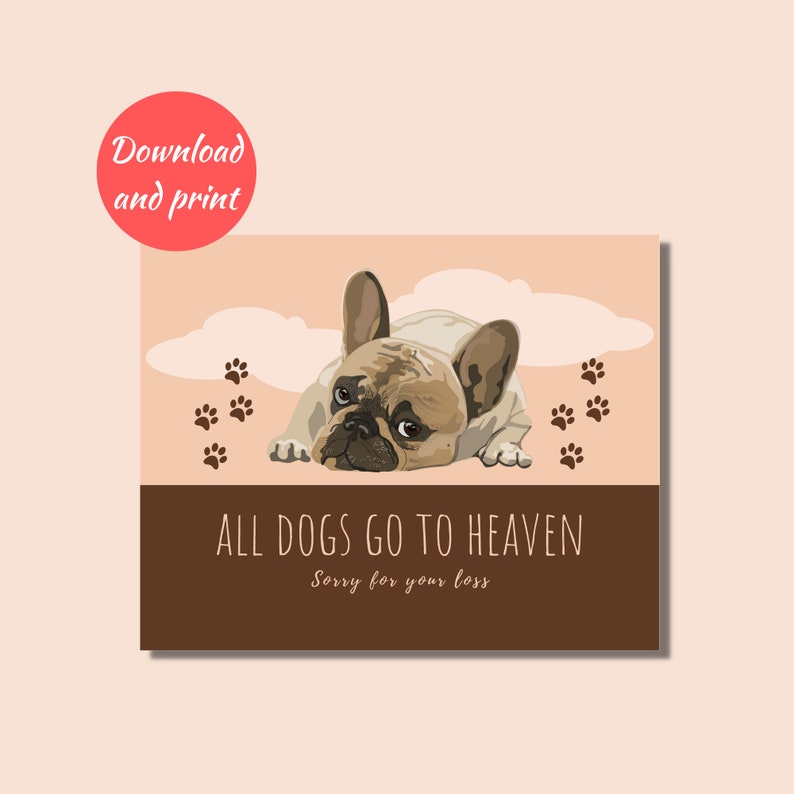 Printable Pet Sympathy Card, Loss of a Dog, Dog Condolences Card, Dog ...