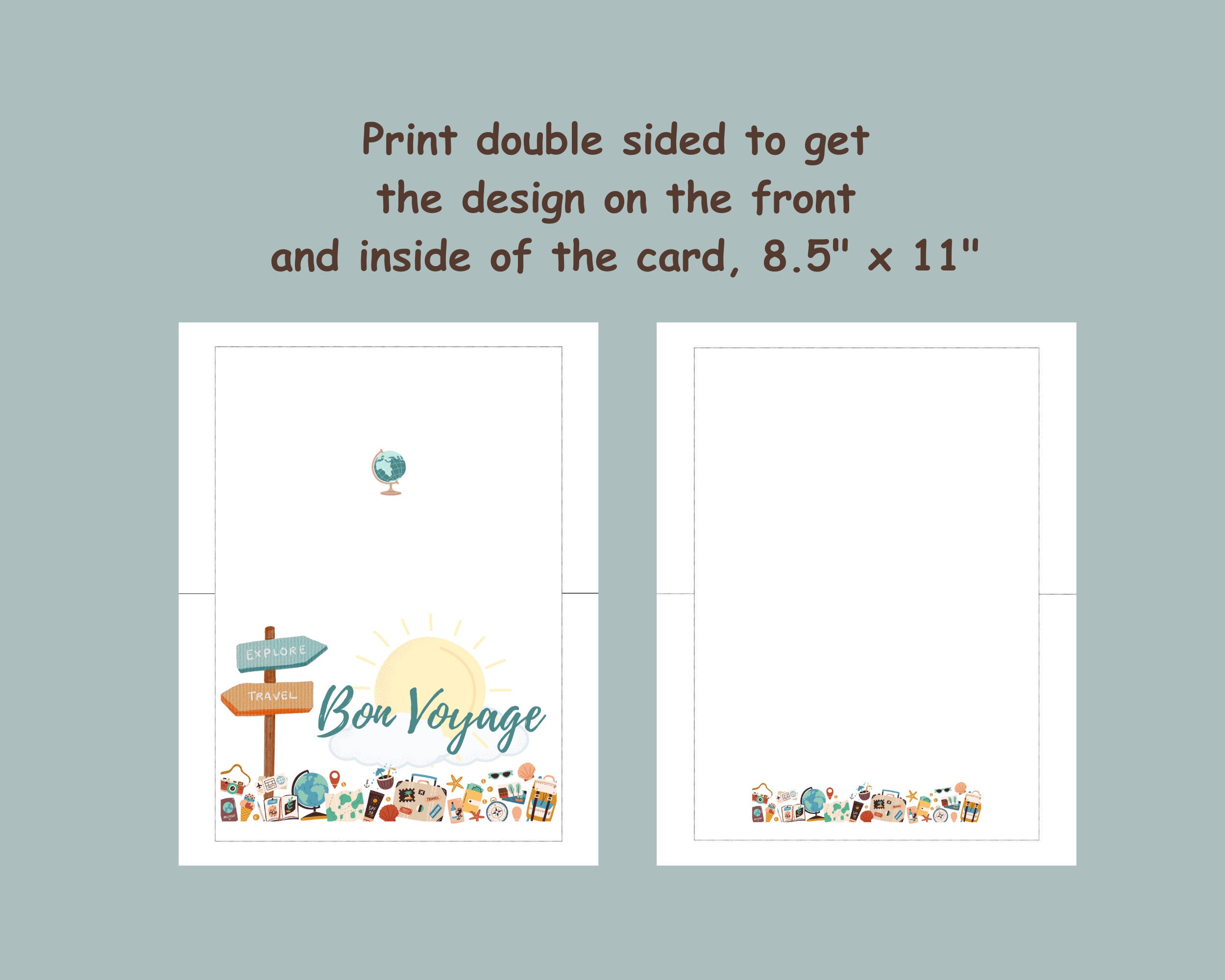 Bon Voyage Greeting Card, Instant Download, Printable or