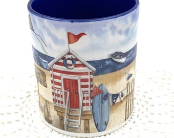 Mug BEACH ceramic interior and colored edge with a capacity of 350 ml