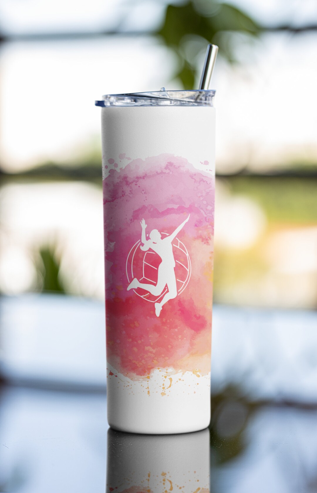 Volleyball Tumbler Design Volley Ball Seamless Watercolor Etsy