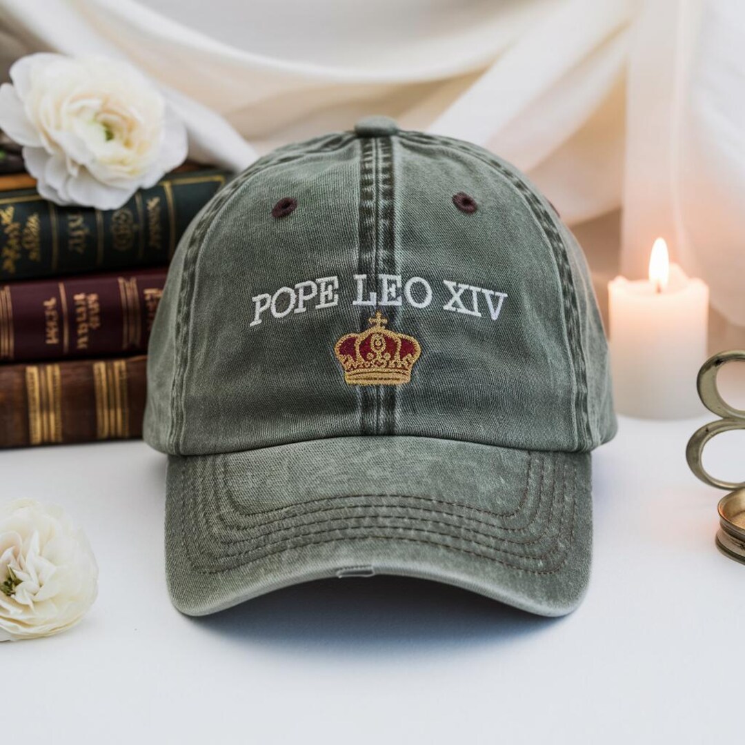 Embroidered Pope Leo XIV Washed Hat, Vatican Catholic Cap, Christian ...