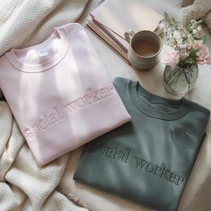 Social Worker Shirt, School Social Worker Embroidered Sweatshirt Gift for Social Worker Appreciation LSW LCSW Vintage Varsity for him or her