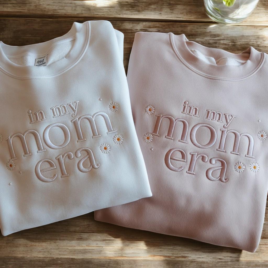 Embroidered In My Mom Era Crewneck || Minimal Crewneck || Mom Sweatshirt || Trendy Mom Apparel || Mother&#39;s Day || Embroidered Pullover