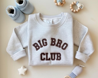 Embroidered Big Bro Club Sweatshirt, Sibling Reveal Outfit, Sibling Reveal Outfit Sweatshirt for Sibling Announcement, Gift for Baby