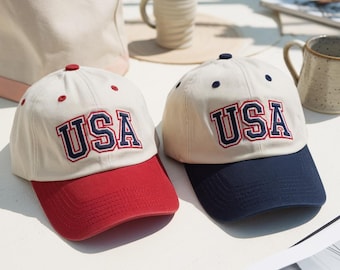 Chapeau brodé USA, chapeau du 4 juillet, casquette de baseball rouge et bleue, casquette de baseball USA, chapeau patriotique, chapeau fête de l'indépendance, chapeau de la liberté