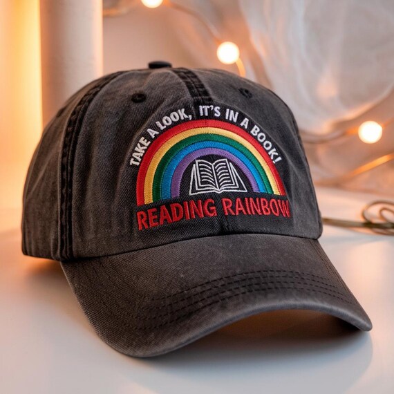 Embroidered Take a Look It's in a Book Washed Hat, Reading Rainbow Hat, Book Lover Hat, Funny Bookish Hat, Librarian Hat, Book Club Hat, Cap