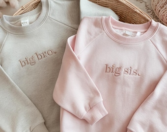 Big Bro Sweatshirt Big Sis Big Brother Embroidered Toddler Sweatshirt Big Bro, Pregnancy Announcement Personalized Siblings