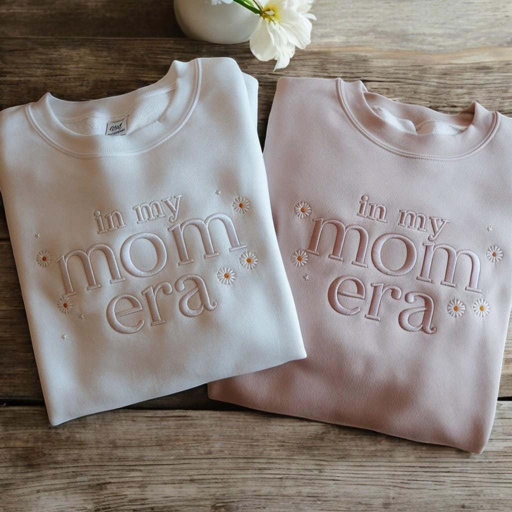 Embroidered In My Mom Era Crewneck || Minimal Crewneck || Mom Sweatshirt || Trendy Mom Apparel || Mother&#39;s Day || Embroidered Pullover