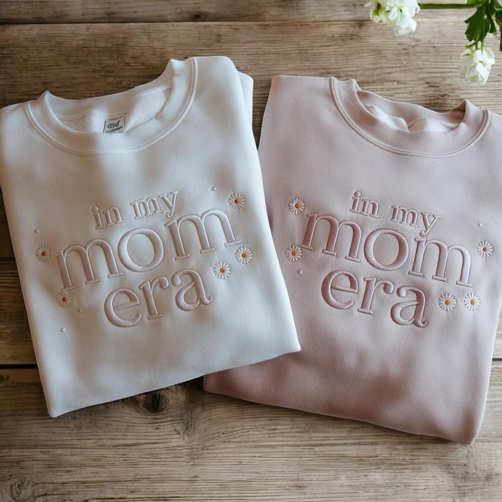 Embroidered In My Mom Era Crewneck || Minimal Crewneck || Mom Sweatshirt || Trendy Mom Apparel || Mother&#39;s Day || Embroidered Pullover