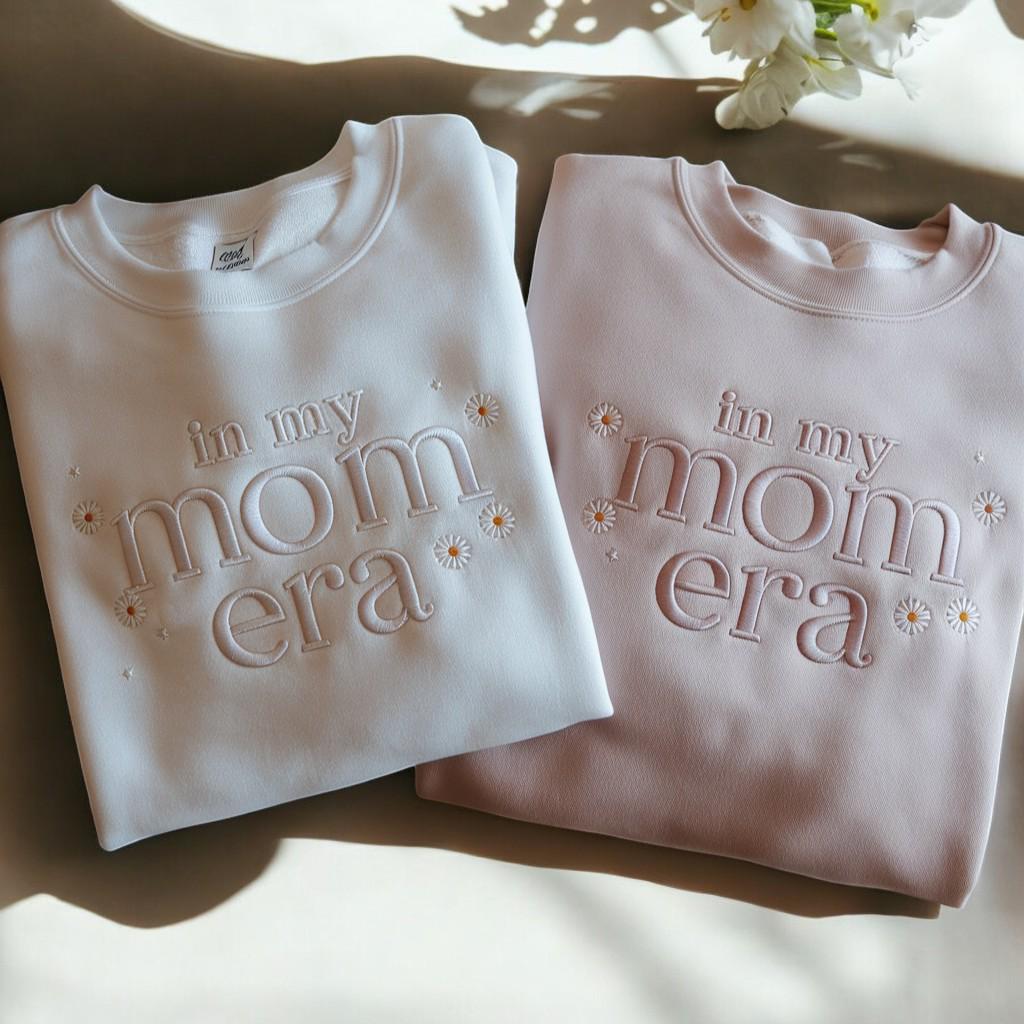 Embroidered In My Mom Era Crewneck || Minimal Crewneck || Mom Sweatshirt || Trendy Mom Apparel || Mother&#39;s Day || Embroidered Pullover