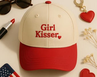 Bestickter Lesben Pride Hut, lustiges Mädchen Kisser Trucker Cap, LGBTQIA + Feministische Pride Party Baseballhut, Lesbischer Stolz Geschenk für Sie