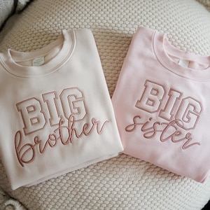 Embroidered Big Brother Youth Sweatshirt, Natural Toddler Sweatshirt, Pregnancy Announcement, Big Sister, Coming Soon Neautral Sweatshirt