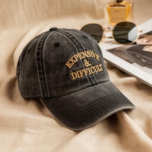 Embroidered Expensive & Difficult Washed Hat, Funny Women Trucker Cap, Sarcastic Wife Cap