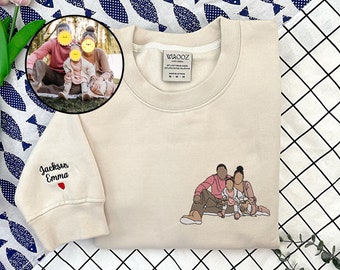 Sudadera bordada personalizada Regalos del Día de las Madres Sudadera con capucha bordada personalizada Retrato fotográfico personalizado Camisa bordada personalizada Regalo de mamá para ella