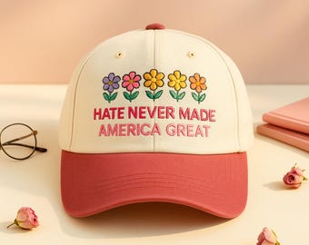 Embroidered Floral Baseball Cap, Political Statement Hat