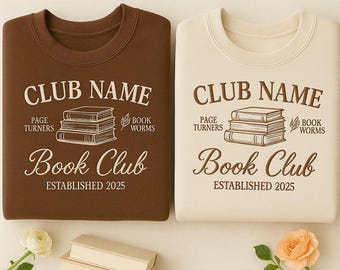 Geborduurde boekenclub gepersonaliseerde shirts, aangepast leesgrage shirt, gepersonaliseerd cadeau voor boekenliefhebbers, leesclubgroepshirt, shirt boekenwurm