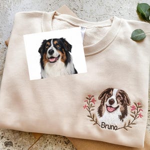 Custom Dog Portrait Embroidered Sweatshirt,Custom Pet Hoodie, Personalized Pet Face and Pet name Sweatshirt,Custom gift