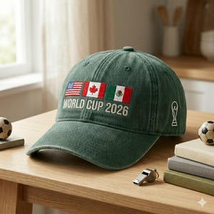 Haftowana czapka Mistrzostw Świata 2026, czapka na mecz dla kibiców piłki nożnej, gadżety dla kibiców piłki nożnej w USA, prezent dla miłośników piłki nożnej, czapka Mistrzostw Świata w USA