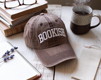 Embroidered Bookish Hat, Caps, Bookworm Hat, Book Nerd Hat, Book Lover Hat, Bookish Gift, Gift for Book Lover, Librarian Hat