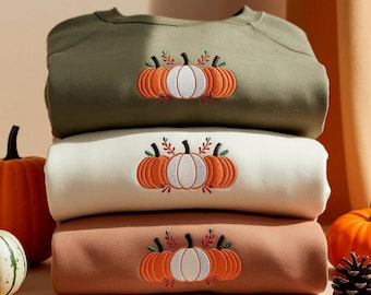 Embroidered Fall Sweatshirt, Autumn Cozy Season Sweatshirt, Pumpkin, Embroidered Mushroom Sweater, Thanksgiving Sweatshirt, Fall Apparel