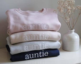 Embroidered Auntie Sweatshirt, Cool Aunts Club Shirt, New Auntie Shirt, Pregnancy Announcement TShirt for Aunt, Gift for Aunt to Be