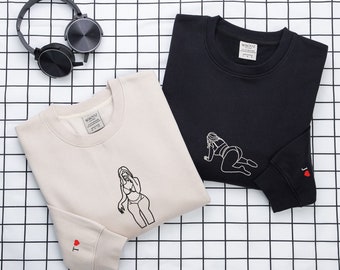 Bluza z haftowanym zdjęciem, bluza z kapturem z motywem pikantnej dziewczyny