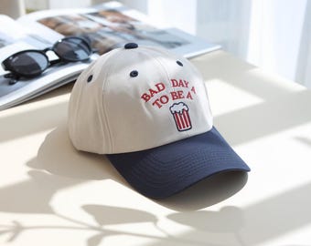 Bad Day to be a Beer Hat Embroidered Hat for Memorial Day, Patriotic Two Tone, Funny 4th of July Hat, Hat for Tailgate, Hat Gift for Him