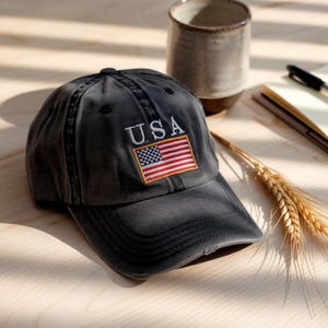 Embroidered USA Baseball Cap, Womens USA Embroidery Baseball Cap, USA Hat, America Cap, 4th of July Hat, Patriotic Baseball Cap,Gift For Her