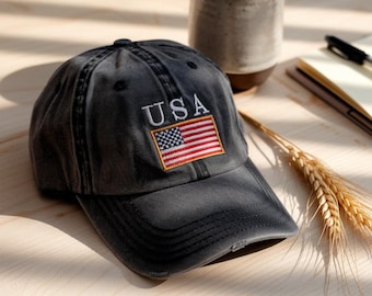 Embroidered USA Baseball Cap, Womens USA Embroidery Baseball Cap, USA Hat, America Cap, 4th of July Hat, Patriotic Baseball Cap,Gift For Her