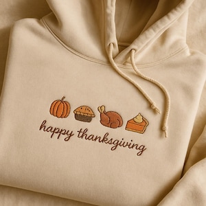 Sudadera bordada con texto &quot;Happy Thanksgiving&quot;, camiseta de calabaza, sudadera de otoño para Acción de Gracias, camiseta de pavo adorable, regalos de Acción de Gracias