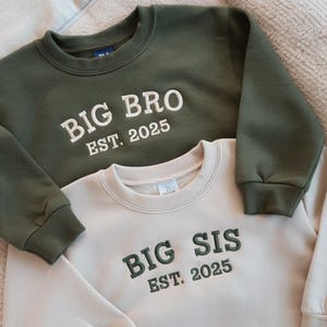 Embroidery Big Bro Big Sis Youth Toddler Sweatshirt, Custom Embroidered Sweatshirt, Big Sister Sweatshirt,Toddler Sweatshirt,Big Sister Gift