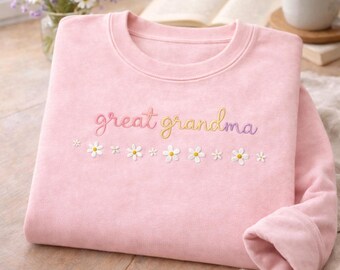 Sudadera bordada para abuela, estampado floral de margaritas, regalo para anunciar el embarazo