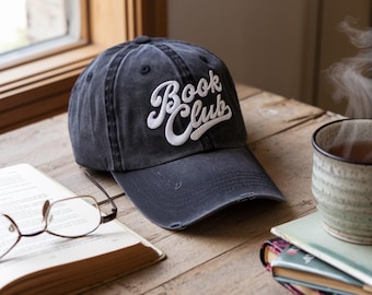Embroidered Book Club Hat, Caps, Bookworm Hat, Book Nerd Hat, Book Lover Hat, Bookish Gift, Gift for Book Lover, Librarian Hat