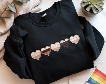 Embroidered Skin Tone Hearts Sweatshirt, Diversity & Equality