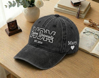 Embroidered Washed Cotton Cap: Custom University, Name, Est. 2026