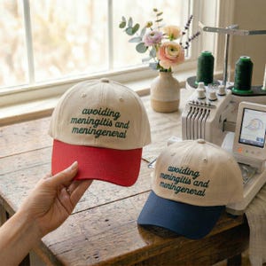 Gorro bordado con el mensaje "Prevención de la meningitis y meningitis en general", gorro para adultos con el que es fácil identificarse.