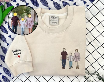 Sudadera bordada personalizada Regalos del Día de las Madres Sudadera con capucha bordada personalizada Retrato fotográfico personalizado Camisa bordada personalizada Regalo de mamá para ella